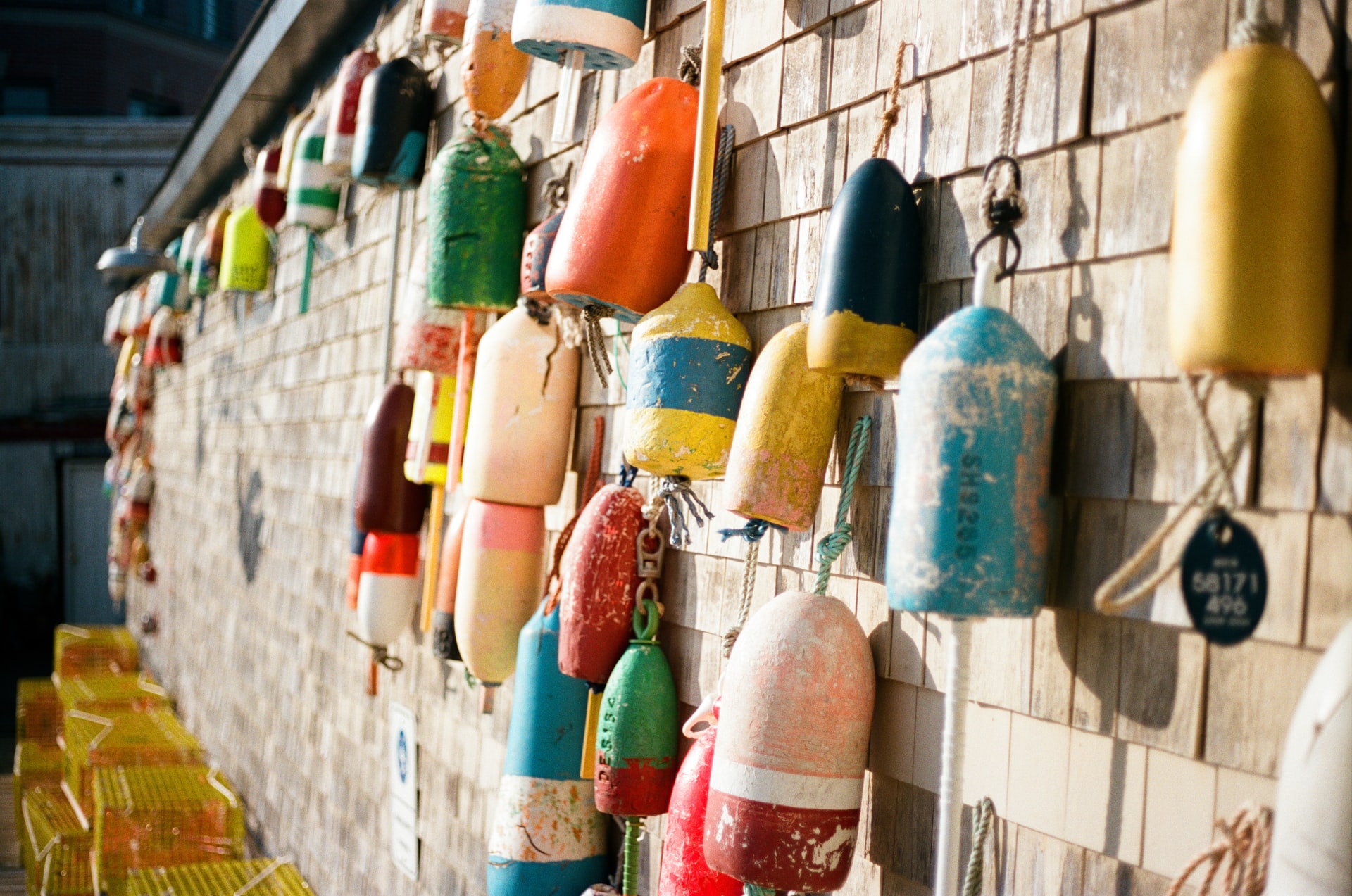 Cement wall of fishing buoys